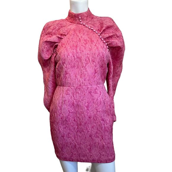 Rotate by Birger Christensen Style 1 Pink Carnation Puff Sleeve Mini Dress 36=4 - Picture 2 of 13